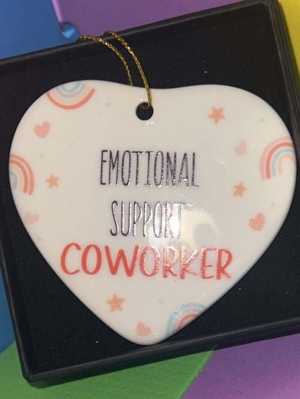 Emotional Support Coworker Ceramic Heart Ornament